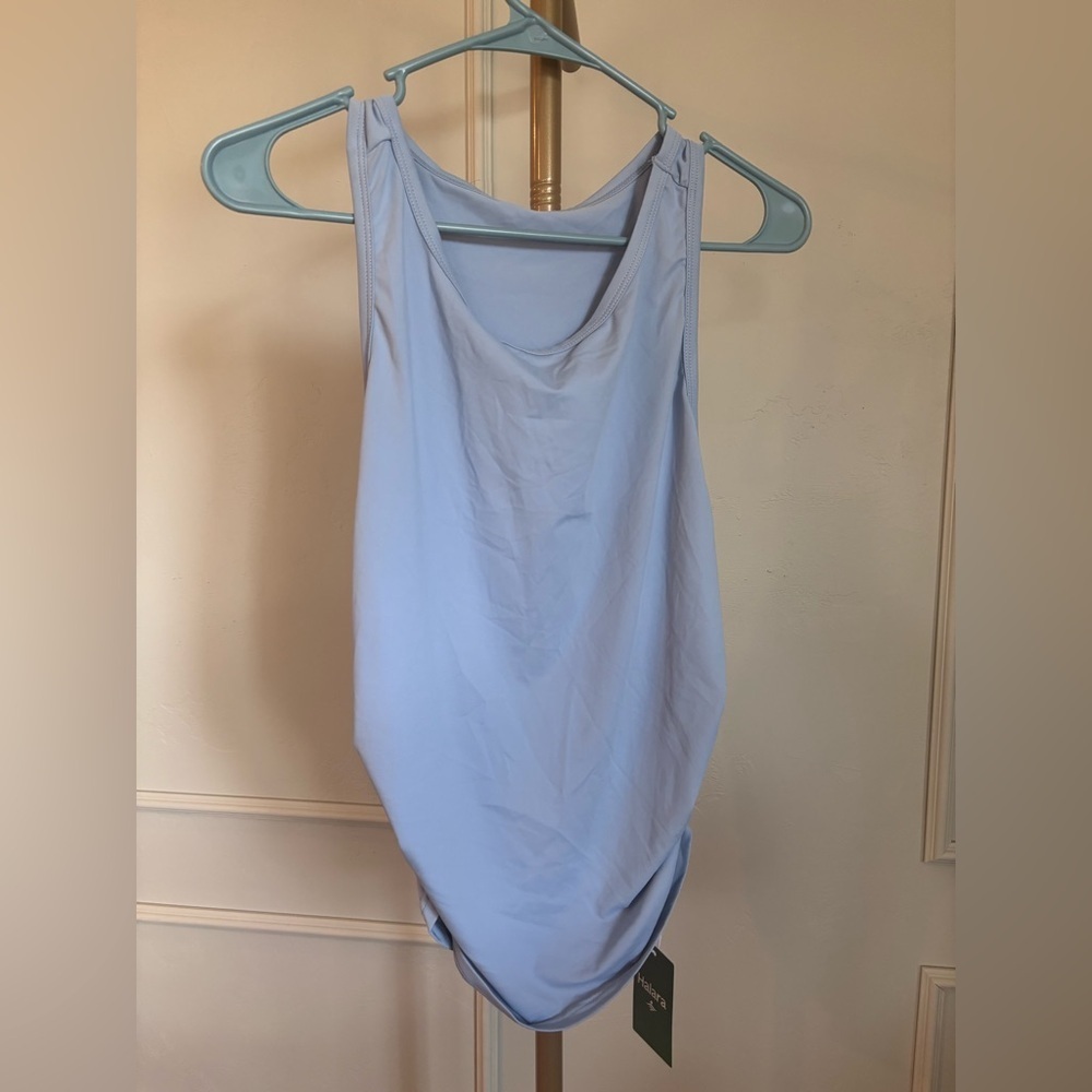 HALARA Tank Top Light Blue Racerback Ruched - Picture 2 of 4
